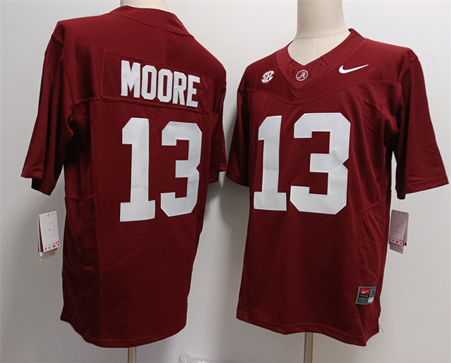 Men's Alabama Crimson Tide #13 Malachi Moore Red F.U.S.E Stitched Football Jersey